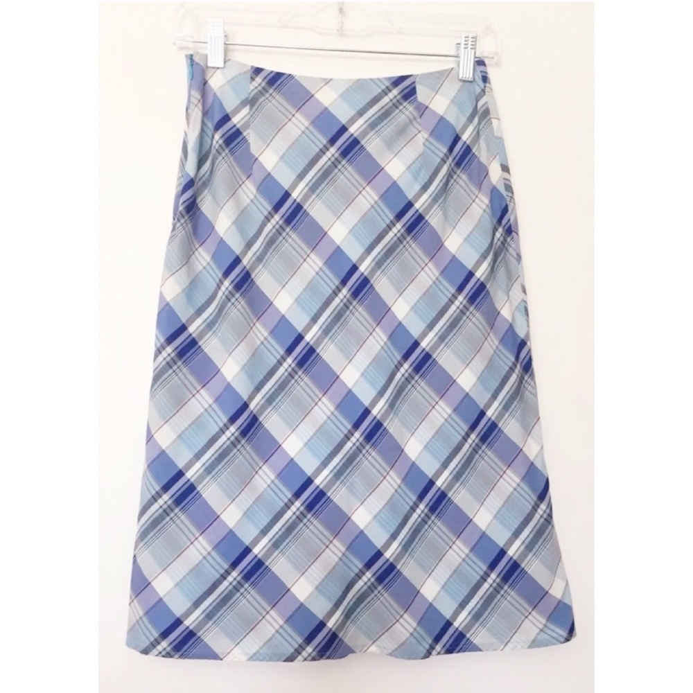Banana Republic Blue Plaid A-Line Skirt – Size 0 – Made in Italy